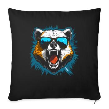 Cool sunglasses and a roaring bear - Sofa pillowcase 17,3'' x 17,3'' (45 x 45 cm) - black - Front