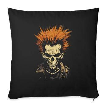 Punk Anarchy: Rock Skull - Sofa pillowcase 17,3'' x 17,3'' (45 x 45 cm) - black - Front