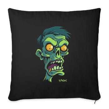 Dessin animé d’un zombie vert, zombie horrible - Housse de coussin décorative 45 x 45 cm - noir - Devant