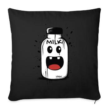 Glückliche Milch - Sofakissenbezug 45 x 45 cm - Schwarz - Vorne