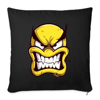 Angry cartoon face - Sofa pillowcase 17,3'' x 17,3'' (45 x 45 cm) - black - Front