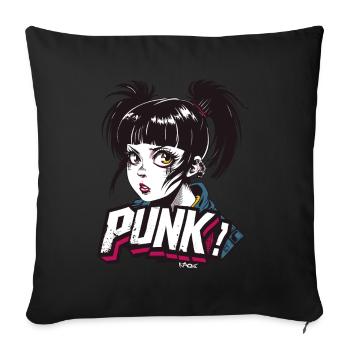 Anime Punk Fille - Housse de coussin décorative 45 x 45 cm - noir - Devant