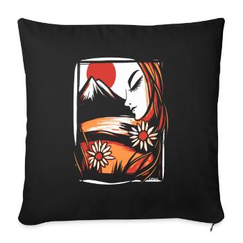 A beautiful woman enjoys the beauty of nature - Sofa pillowcase 17,3'' x 17,3'' (45 x 45 cm) - black - Front