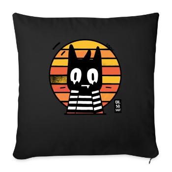 Ach so traurig, coole sarkastische Retro-Katze - Sofakissenbezug 45 x 45 cm - Schwarz - Vorne