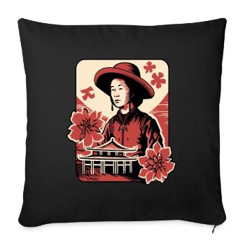 Asian Flowers: Portrait of an Asian Peasant - Sofa pillowcase 17,3'' x 17,3'' (45 x 45 cm) - black - Front