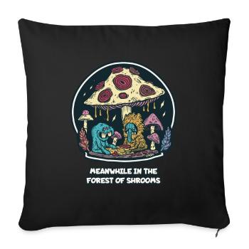 Meanwhile in the magical forest of mushrooms - Sofa pillowcase 17,3'' x 17,3'' (45 x 45 cm) - black - Front
