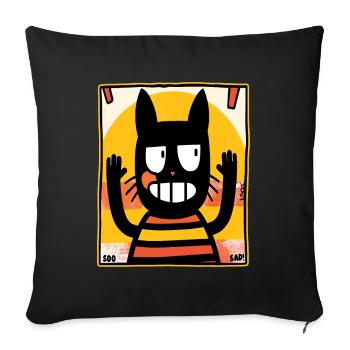 Drôle, sarcastique « So triste » chat rétro - Housse de coussin décorative 45 x 45 cm - noir - Devant