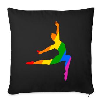 Ballet Danse dans l’arc-en-ciel - Housse de coussin décorative 45 x 45 cm - noir - Devant