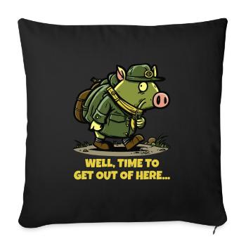 Time to get away from here: Wandering Pig - Sofa pillowcase 17,3'' x 17,3'' (45 x 45 cm) - black - Front