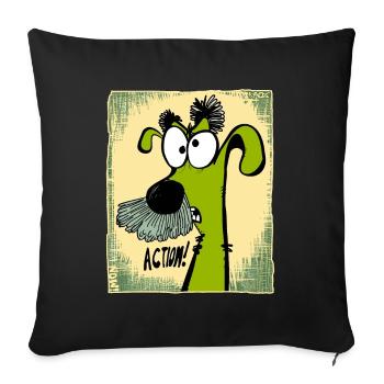 Chien directeur fou et drôle en action - Housse de coussin décorative 45 x 45 cm - noir - Devant