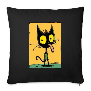 The coolest naughty cartoon cat, funny cat - Sofa pillowcase 17,3'' x 17,3'' (45 x 45 cm) - black - Front