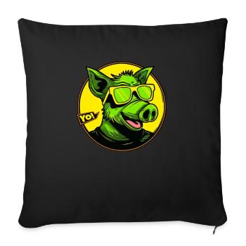 Le cochon le plus cool, yo - Housse de coussin décorative 45 x 45 cm - noir - Devant