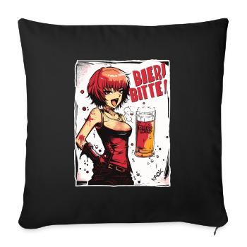 Bière Tente Punk Anime Girl, Bière S’il Vous Plaît - Housse de coussin décorative 45 x 45 cm - noir - Devant
