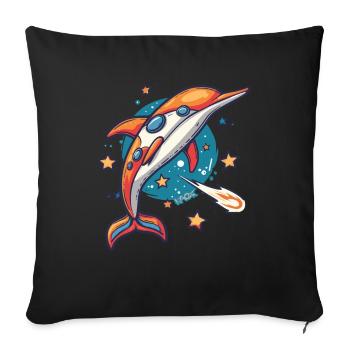Super funky funky dolphin outer space - Sofa pillowcase 17,3'' x 17,3'' (45 x 45 cm) - black - Front