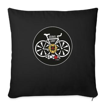 Gravel Bike Love : Aventure à vélo sur une route de gravier - Housse de coussin décorative 45 x 45 cm - noir - Devant