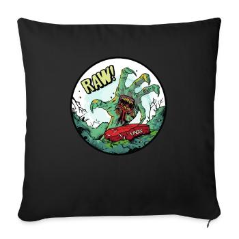 Main de zombie hors de la tombe avec de la viande crue - Housse de coussin décorative 45 x 45 cm - noir - Devant