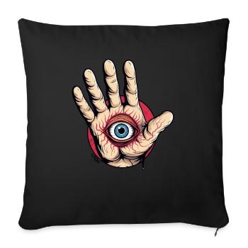 Hand with eye: Watch out! - Sofa pillowcase 17,3'' x 17,3'' (45 x 45 cm) - black - Front