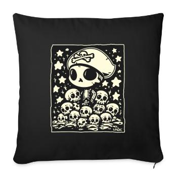 Crâne de pirate Chibi - Housse de coussin décorative 45 x 45 cm - noir - Devant