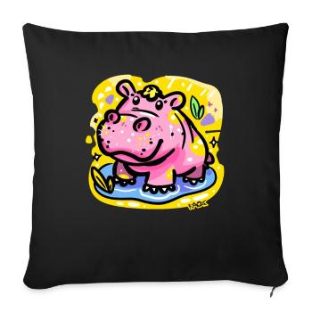 Colorful and cute hippopotamus - Sofa pillowcase 17,3'' x 17,3'' (45 x 45 cm) - black - Front