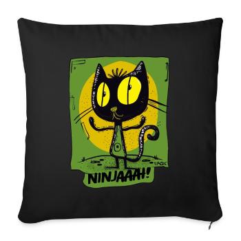 Cool Cartoon Ninja Cat Hoodie - Sofa pillowcase 17,3'' x 17,3'' (45 x 45 cm) - black - Front