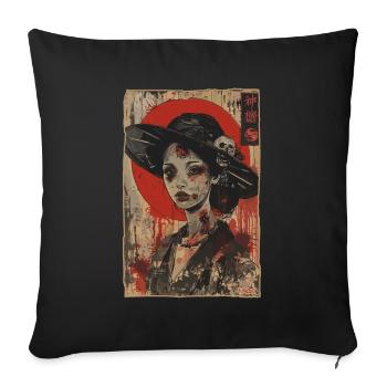 Zombiefied Zombie Elegance : une dame vintage - Housse de coussin décorative 45 x 45 cm - noir - Devant