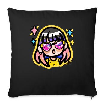 Chibi anime girl with glasses - Sofa pillowcase 17,3'' x 17,3'' (45 x 45 cm) - black - Front