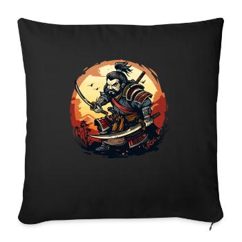 Funny and cool Japanese samurai - Sofa pillowcase 17,3'' x 17,3'' (45 x 45 cm) - black - Front