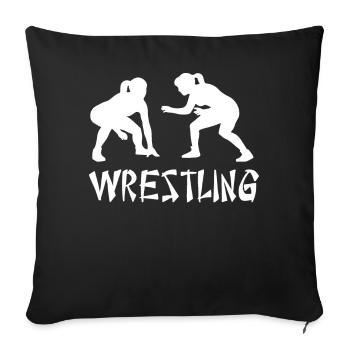 Wrestling Women Girls - Sofa pillowcase 17,3'' x 17,3'' (45 x 45 cm) - black - Front