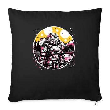 Beautiful nature and a robot knight - Sofa pillowcase 17,3'' x 17,3'' (45 x 45 cm) - black - Front