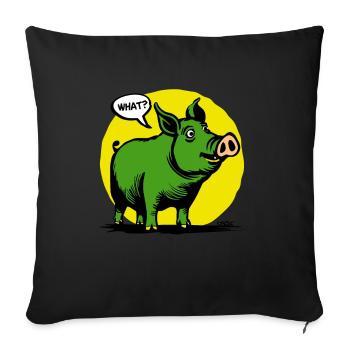 Yellow and green funny pig, huh? - Sofa pillowcase 17,3'' x 17,3'' (45 x 45 cm) - black - Front