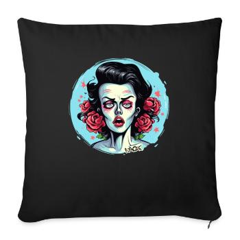 La princesse zombie des roses - Housse de coussin décorative 45 x 45 cm - noir - Devant
