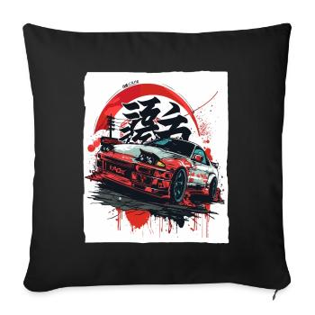 Courses de rue avec des voitures japonaises JDM des années 90 - Housse de coussin décorative 45 x 45 cm - noir - Devant