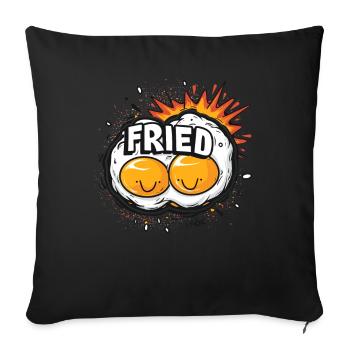 Kawaii Happy Fried Eggs - Sofa pillowcase 17,3'' x 17,3'' (45 x 45 cm) - black - Front