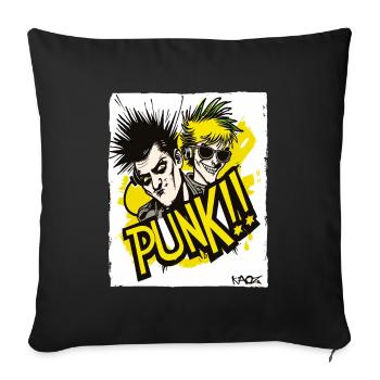 Cool cartoon about punk music, you punk! - Sofa pillowcase 17,3'' x 17,3'' (45 x 45 cm) - black - Front