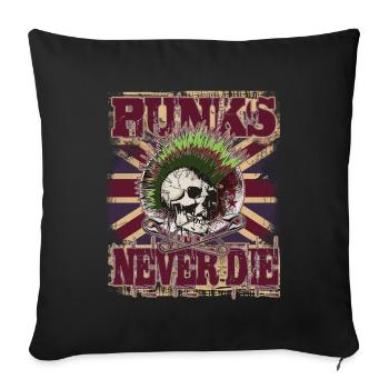 Les punks ne meurent jamais, Union Jack, Punk Skull - Housse de coussin décorative 45 x 45 cm - noir - Devant