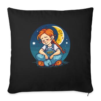 Sleeping redhead girl with moon and stars - Sofa pillowcase 17,3'' x 17,3'' (45 x 45 cm) - black - Front