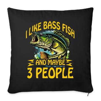 J’aime Bass Fish et peut-être 3 personnes - Housse de coussin décorative 45 x 45 cm - noir - Devant