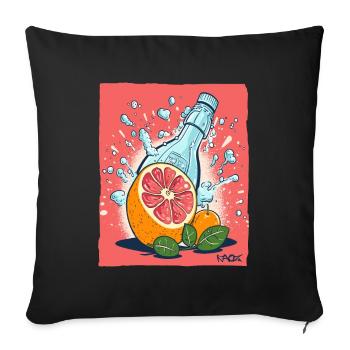 Orange lemonade in the bottle, so fresh! - Sofa pillowcase 17,3'' x 17,3'' (45 x 45 cm) - black - Front