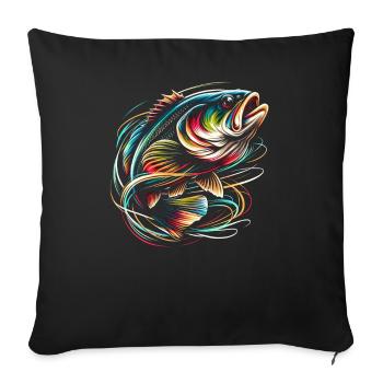 Poisson bar - Housse de coussin décorative 45 x 45 cm - noir - Devant