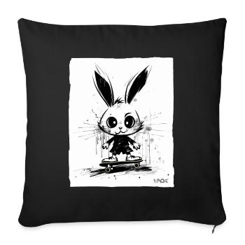 Skater Bunny: Skateboarding - Sofa pillowcase 17,3'' x 17,3'' (45 x 45 cm) - black - Front