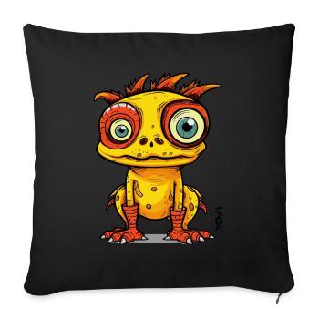 Fantaisie Cartoon Monstre Créature - Housse de coussin décorative 45 x 45 cm - noir - Devant
