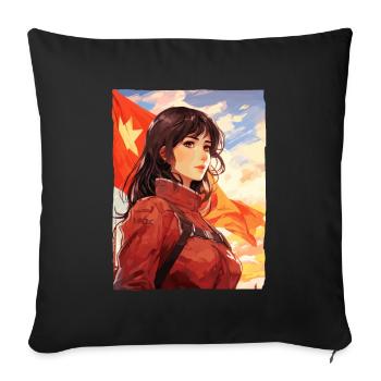 Propagande beauté : Filles socialistes - Housse de coussin décorative 45 x 45 cm - noir - Devant