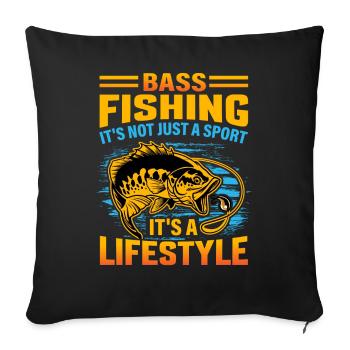 La pêche à l’achigan n’est pas seulement un sport, c’est un mode de vie - Housse de coussin décorative 45 x 45 cm - noir - Devant