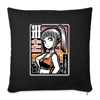 Anime Fille de la ville coquine - Housse de coussin décorative 45 x 45 cm - noir - Devant