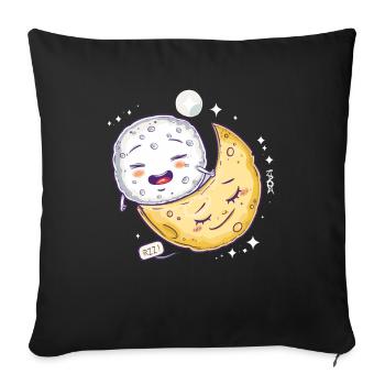 Sleepy Mozzarella Cheese on a Cheese Moon - Sofa pillowcase 17,3'' x 17,3'' (45 x 45 cm) - black - Front