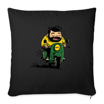 Buddy, the king of the moped scooter, biker - Sofa pillowcase 17,3'' x 17,3'' (45 x 45 cm) - black - Front
