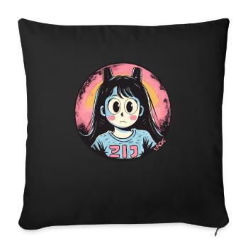 Anime Cartoon The Average Funny Girl - Sofa pillowcase 17,3'' x 17,3'' (45 x 45 cm) - black - Front