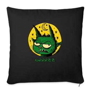 A Green Sleeping Leprechaun with Moon and Stars - Sofa pillowcase 17,3'' x 17,3'' (45 x 45 cm) - black - Front