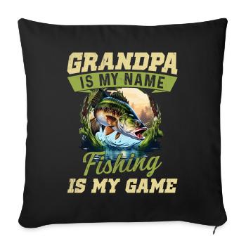 Grand-père est mon nom, la pêche est mon jeu - Housse de coussin décorative 45 x 45 cm - noir - Devant