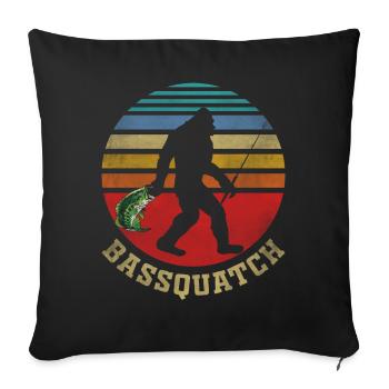 Poisson bar Bassquatch - Housse de coussin décorative 45 x 45 cm - noir - Devant